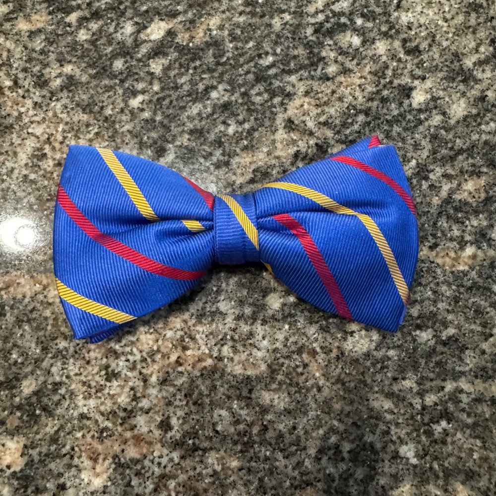 The Bow Tie Club Bow Tie Mens OS Blue Striped Clip-On Repp Stripe Preppy USA